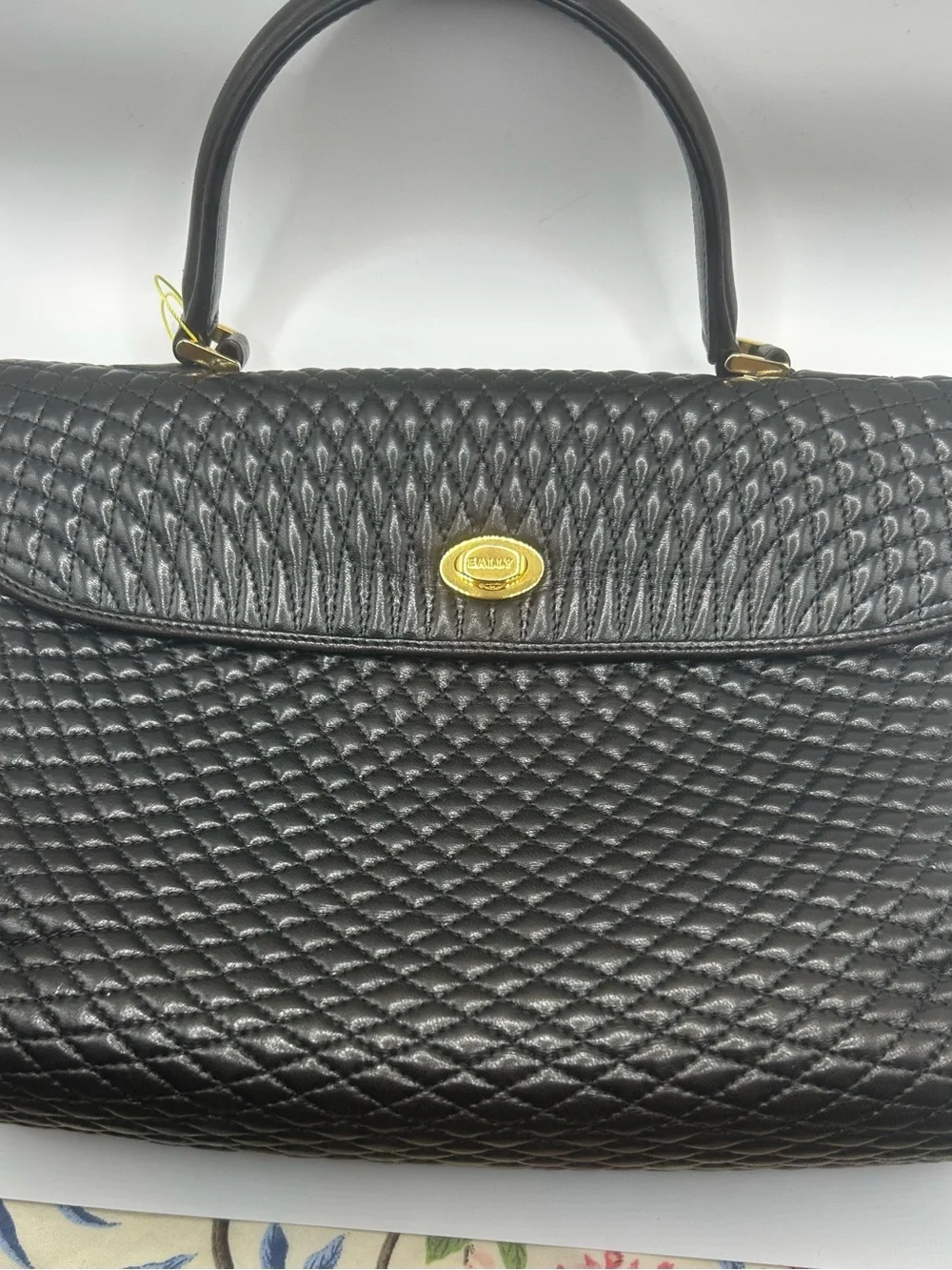 Bally Black Quilted Leather Satchel with Gold Hardware